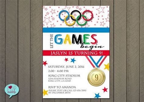 Let The Games Begin With This Olympic Themed Invitation This Is A X