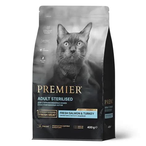 Корм Premier Cat Salmon & Turkey Sterilised свежий лосось и индейка для ...