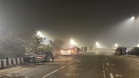 Delhi News One Dead Four Injured After Car Jumps Divider Hits