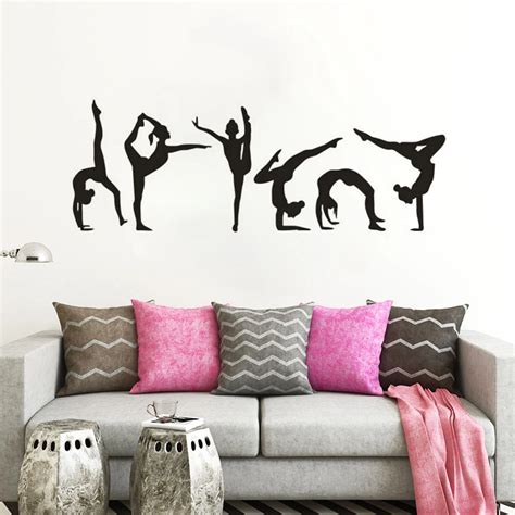 Gymnastics Girls Wall Sticker Sport Vinyl Wall Decal Gymnastics Silhouette Wall Poster Home