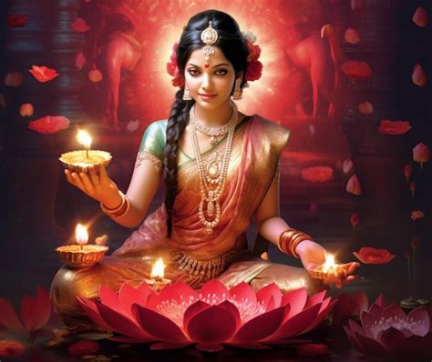 Premium AI Image | Blessings of Lakshmi on Diwali