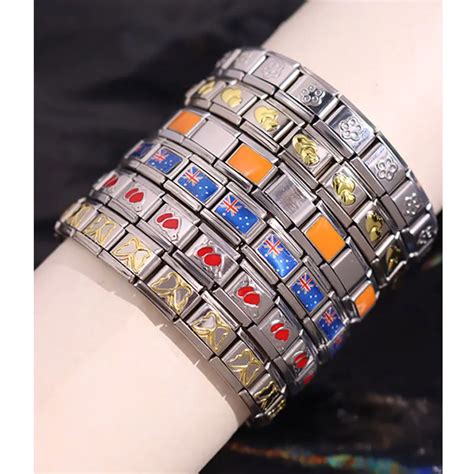 Stainless Steel Block Star Moon Heart Tai Chi Cross Italy Bracelet For