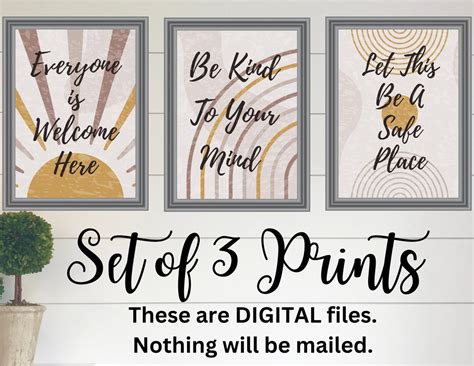 Therapist School Counselor Office Wall Art Signs Bundle Of 3 Prints