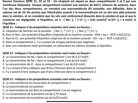 Qcm 12 13 déplacement moléculaire UE3 Biophysique Tutorat