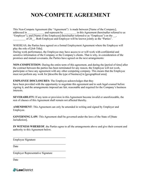 Free Non Compete Agreement Template