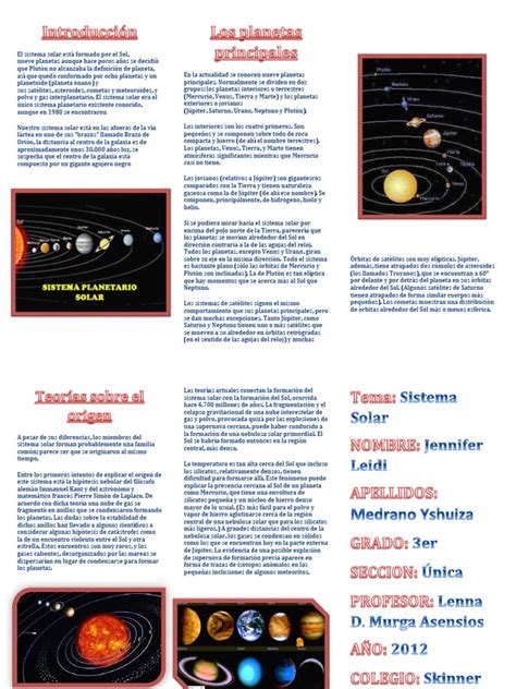 Triptico Sistema Planetario Planetas Formación Y Evolución Del