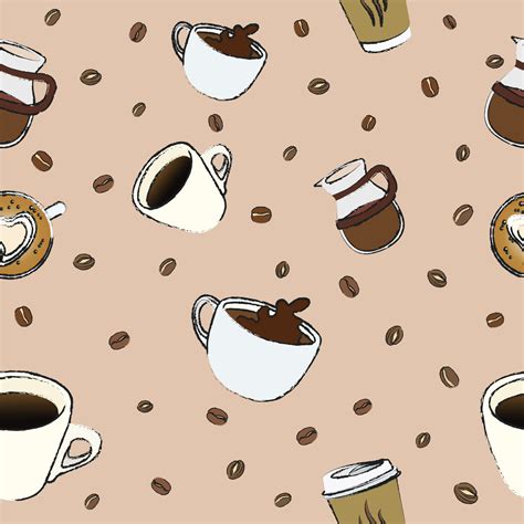 Coffee elements pattern seamless vector on brown background , coffee ...