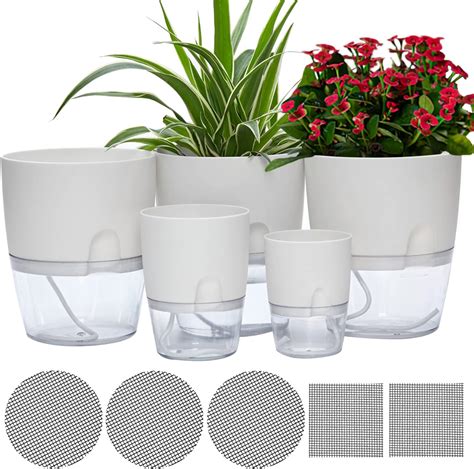 Lot De 5 Pots De Fleurs En Plastique Avec Trou De Drainage 17 Cm 16