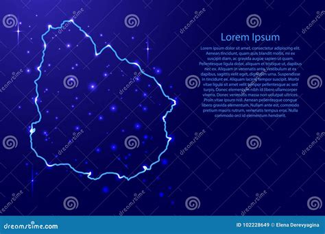 Map Uruguay From The Contours Network Blue Luminous Space Stars