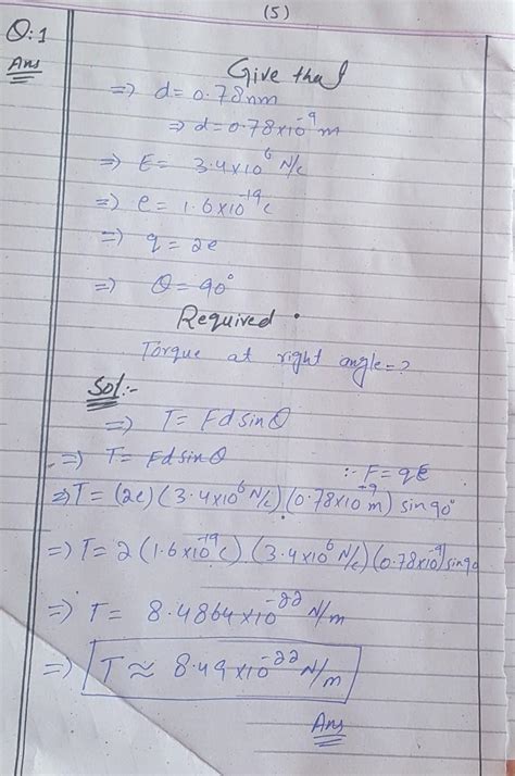 An Electric Dipole Consists Of Charges 2e And 2e Separated By 0 78nm