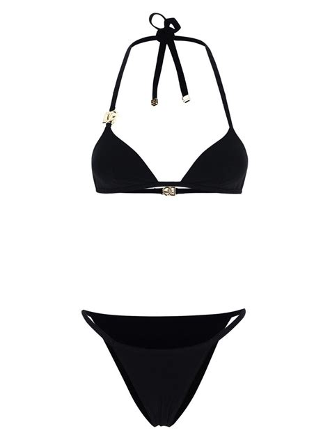 Dolce Gabbana Dg Triangle Bikini In Black Lyst