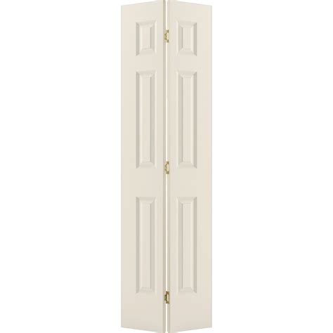 Jeld Wen Molded 6 Panel Textured Colonist Manufactured Wood Primed Bifold Interior Door With