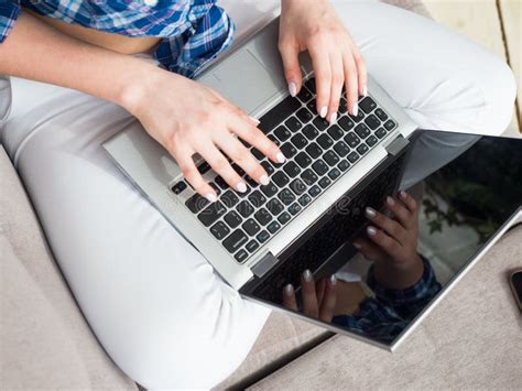 Businesswoman Typing On Laptop At Workplace Woman Working In Home