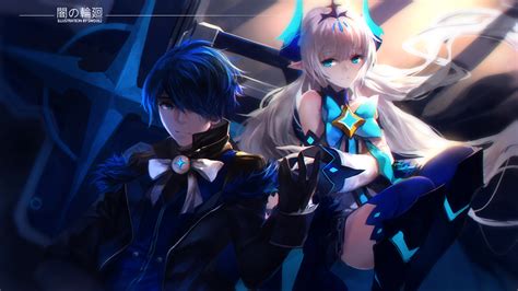 Hd Wallpaper Lu And Ciel From Elsword With Blue And White Hair By Swd3e2