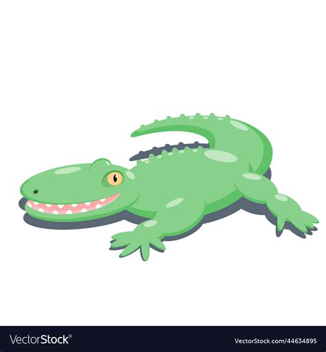 Crocodile cartoon character minimalistic green Vector Image