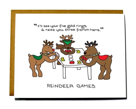 Funny Reindeer Games Christmas Card Etsy