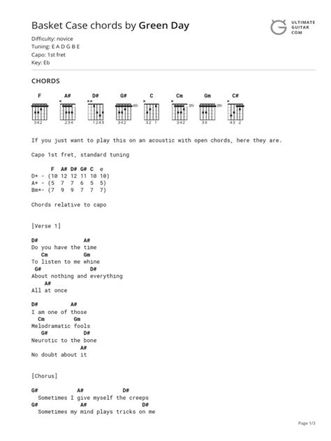 Basket Case Chords by Green Day | PDF | Song Structure | Guitars