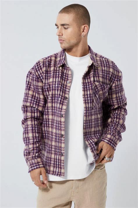 Boxy Extreme Heavyweight Brushed Check Overshirt Boohoo Uk