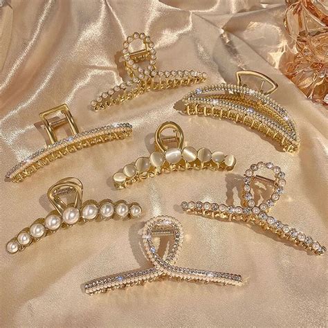 Gl Nzende Strass Kristall Opal Perle Haar Krallen Clips F R Frauen M