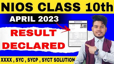 Nios Th Result April Declared Nios Result Syc Sycp