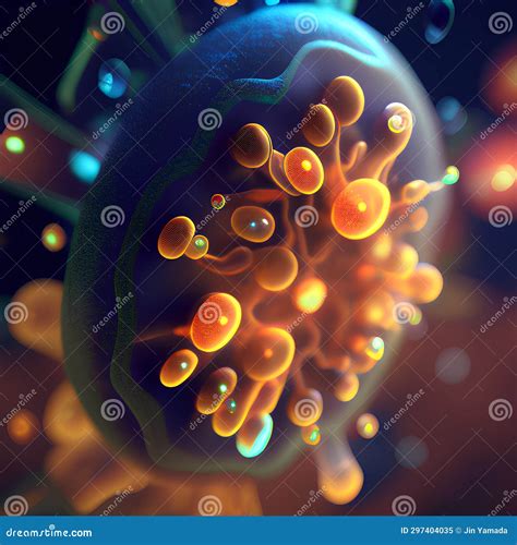 3d Illustration Of Cancer Cell In Digital Color Background Cancer