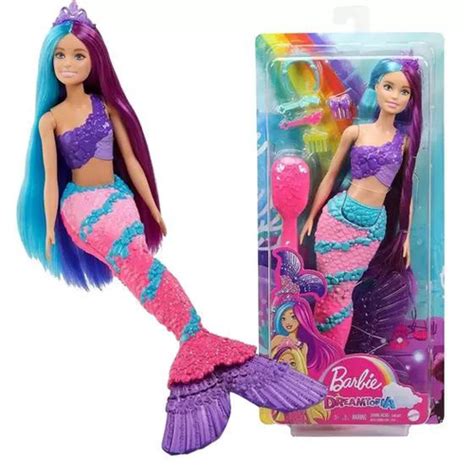 Boneca Barbie Sereia Cabelo Roxo E Azul Acessórios Mattel Submarino