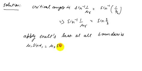 SOLVED A ray of light travelling in glass having refractive index a μg