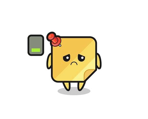 Premium Vector Sticky Note Mascot Character Doing A Tired Gesture