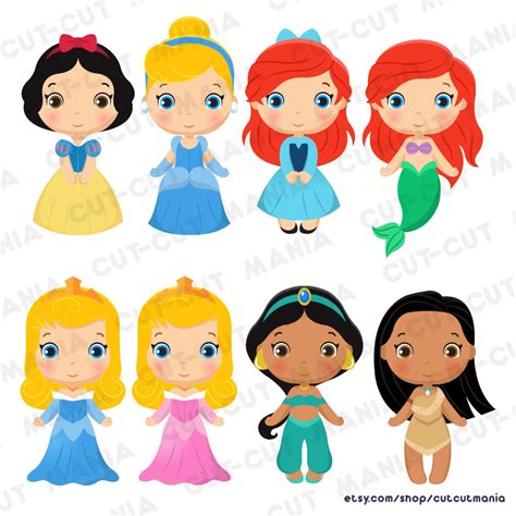 Disney Princess Png Cliparts Cute Princesses Clip Art Disney Etsy