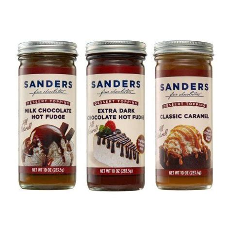 Sanders Assortment Milk Chocolate Hot Fudge Classic Caramel And Extra Dark Chocolate Hot Fudge