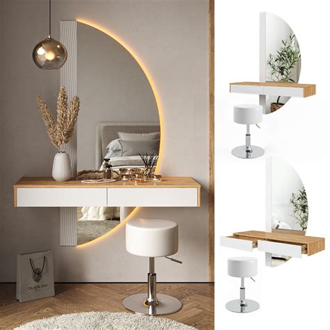 Vicco Coiffeuse Blanc Cm Avec Clairage Led Et Tabouret Melisa