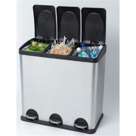 Step N Sort 16 Gal 3 Compartment Stainless Steel Trash And Recycling