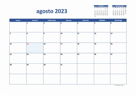 Calendario Agosto 2023 de México en español Calendario Gratis