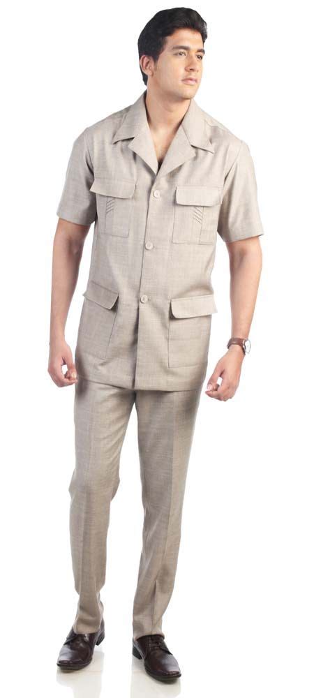 Sharkskin Khaki Safari Suit Safari Suit For Men Safari Jacket