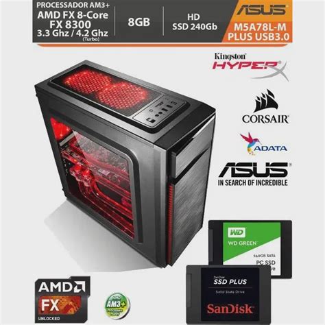 Computador Amd FX 8300 3 3Ghz Base 4 2Ghz Turbo Asus M5A78L M Plus