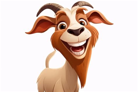 Premium Ai Image Cheerful Cartoon Goat With Majestic Long Horns And