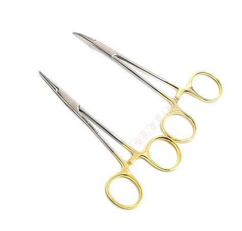 Premium German Stainless Set Of 2 Gold Handle Mosquito Locking Hemostat