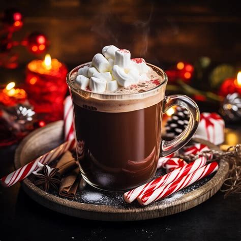 Premium Ai Image Cozy Scene With A Steaming Cup Of Hot Cocoa Topped