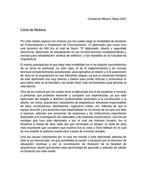 Carta Motivos Ciudad de México Mayo 2021 Carta de Motivos Por este