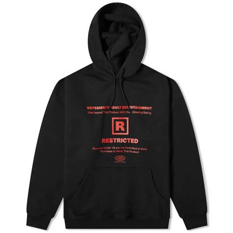 Vetements Oversized 18+ Restricted Black Hoodie | WHAT’S ON THE STAR?