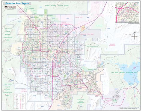 Greater Las Vegas Nevada Detailed Region Zip Codes Wall Map Metro Maps