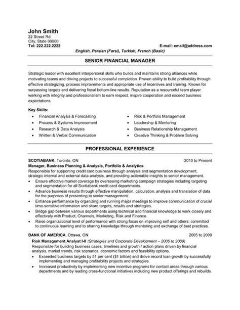 Finance Manager Resume Template Senior Financial Manager Resume