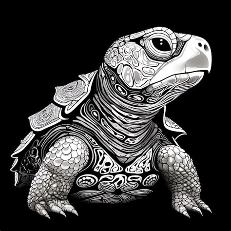 Premium Photo | A black and white image of a turtle