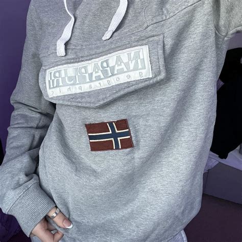 Napapijri Men's Grey Hoodie | Depop