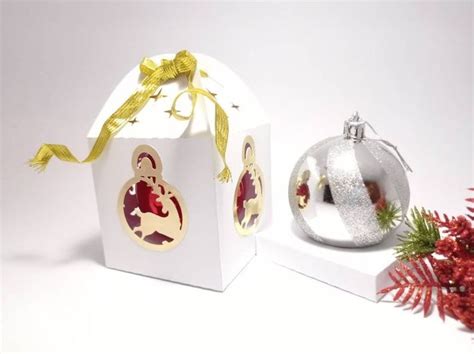 6 Christmas Ornament Box Svg Template Ball 80mm Christmas Bauble Box Svg Cut File For Cricut