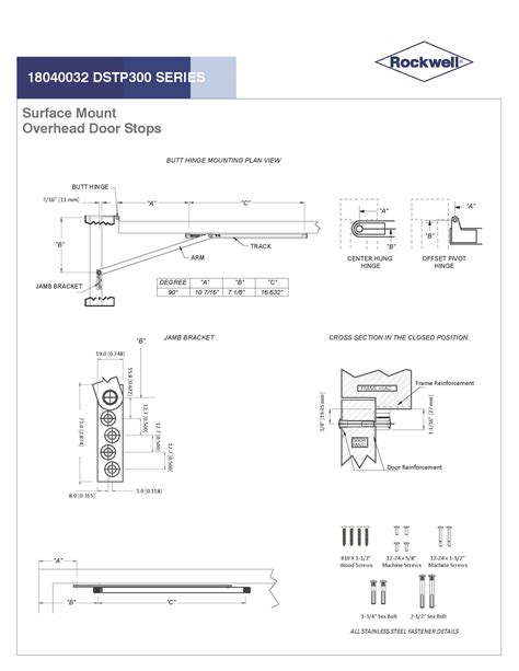 Surface mount overhead door stop