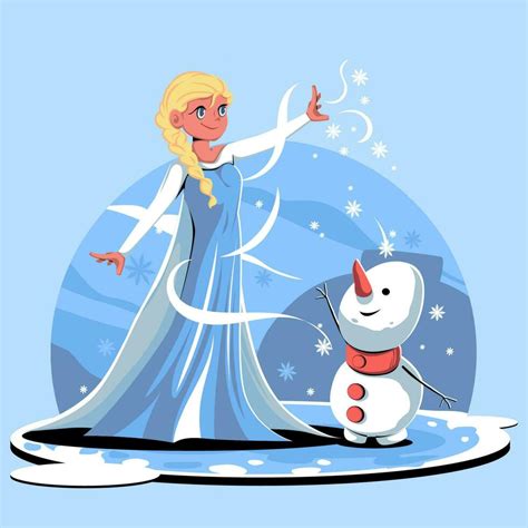 Cute Magical Girl Playing With Snowman 23165139 Vector Art at Vecteezy