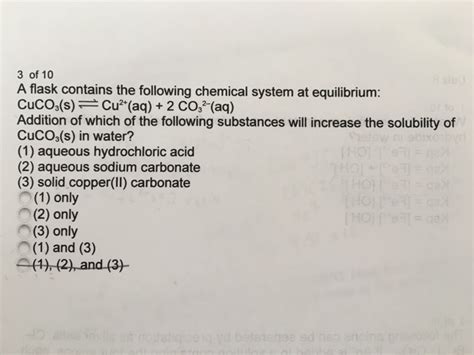 Solved A Flask Contains The Following Chemical System At Chegg