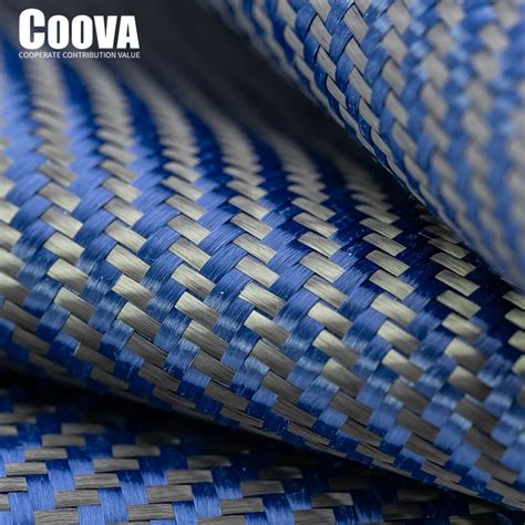 COOVA Tela De Fibra De Carbono F214 Tejido Jacquard De Kevlar Azul