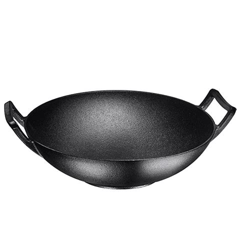 Wholesale Pre-Seasoned Cast Iron Wok, Black, 14-inch w/ Large Loop ...